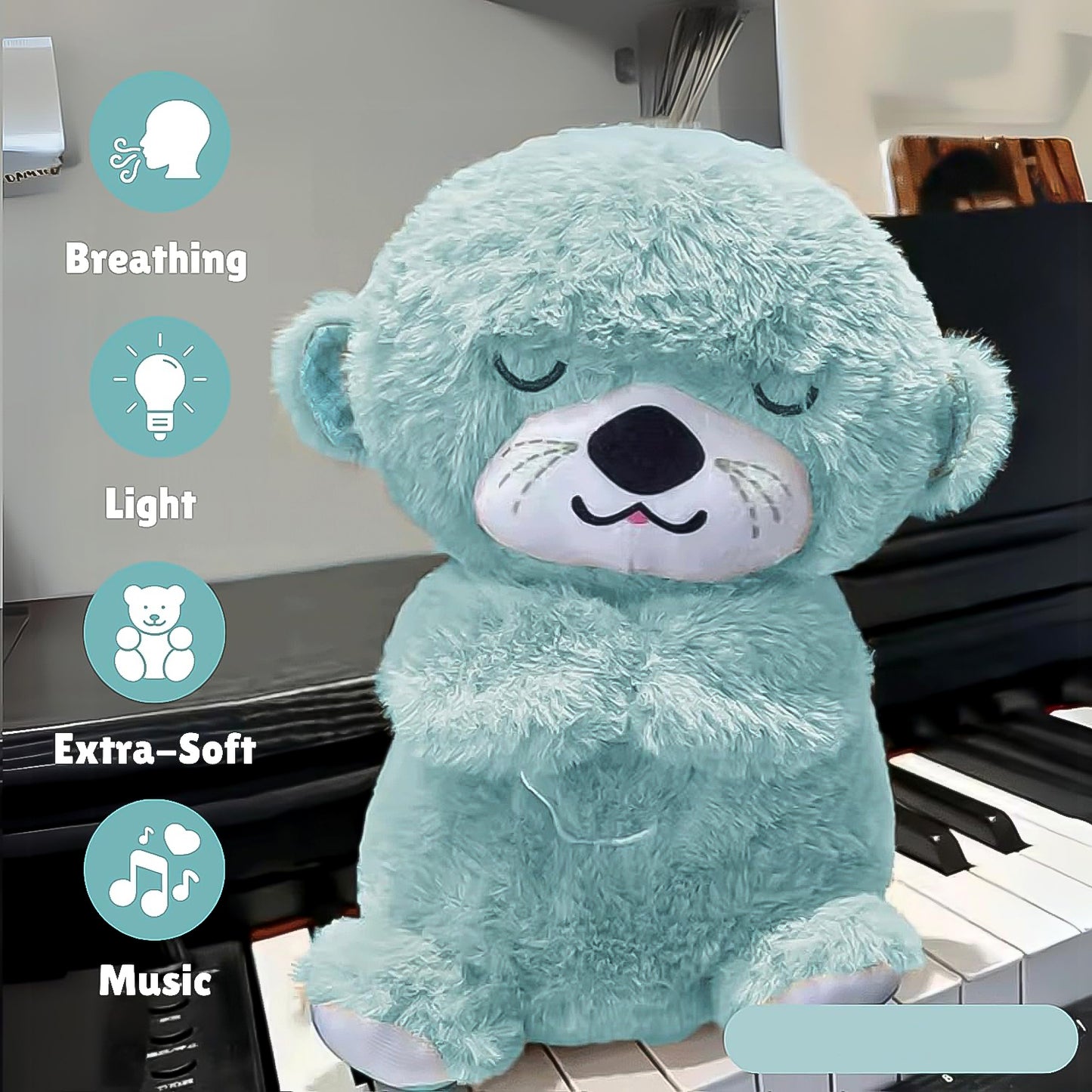 Soft Plush Musical Teddy Bear Toy With Led Light (1 Pc)