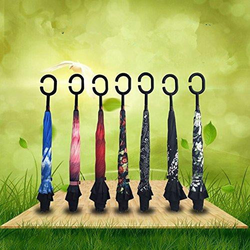 Printed Travel Windproof Reverse Umbrella