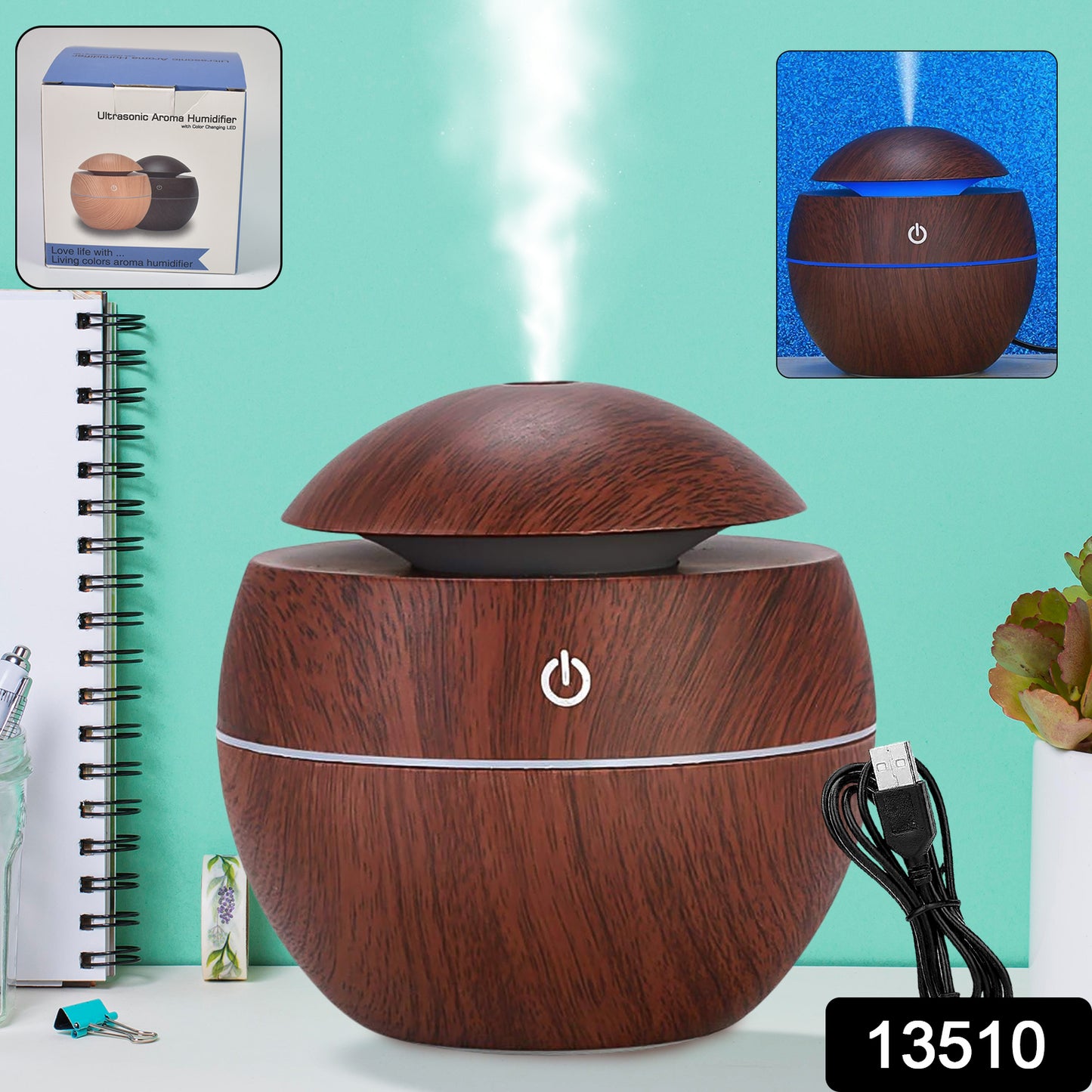 Ultrasonic Aromatherapy Humidifier Usb Desktop (130 ML 1 Pc)