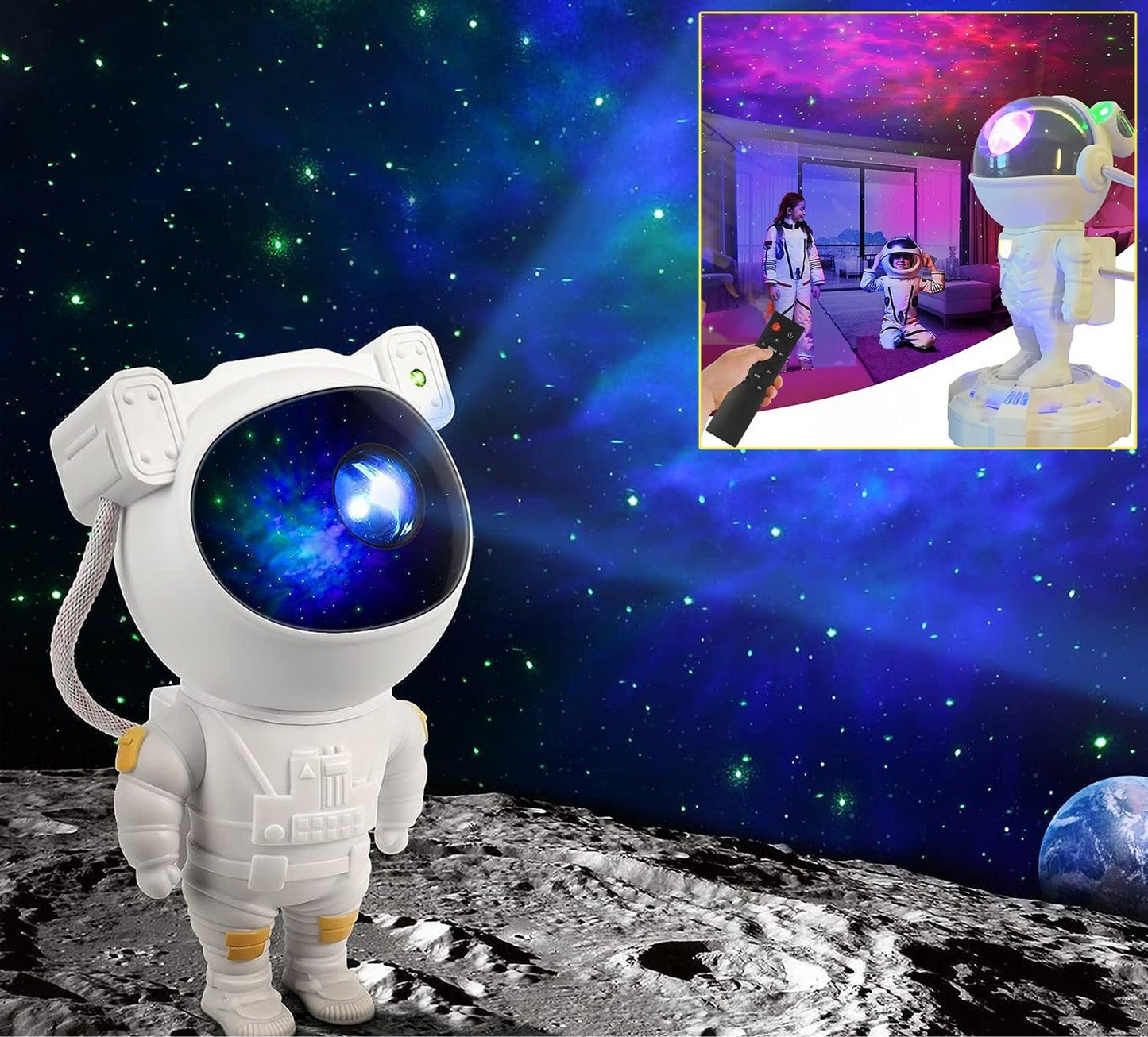 Robot Sky Space Stars Light Astronaut Galaxy Projector
