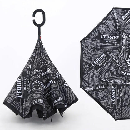 Printed Travel Windproof Reverse Umbrella