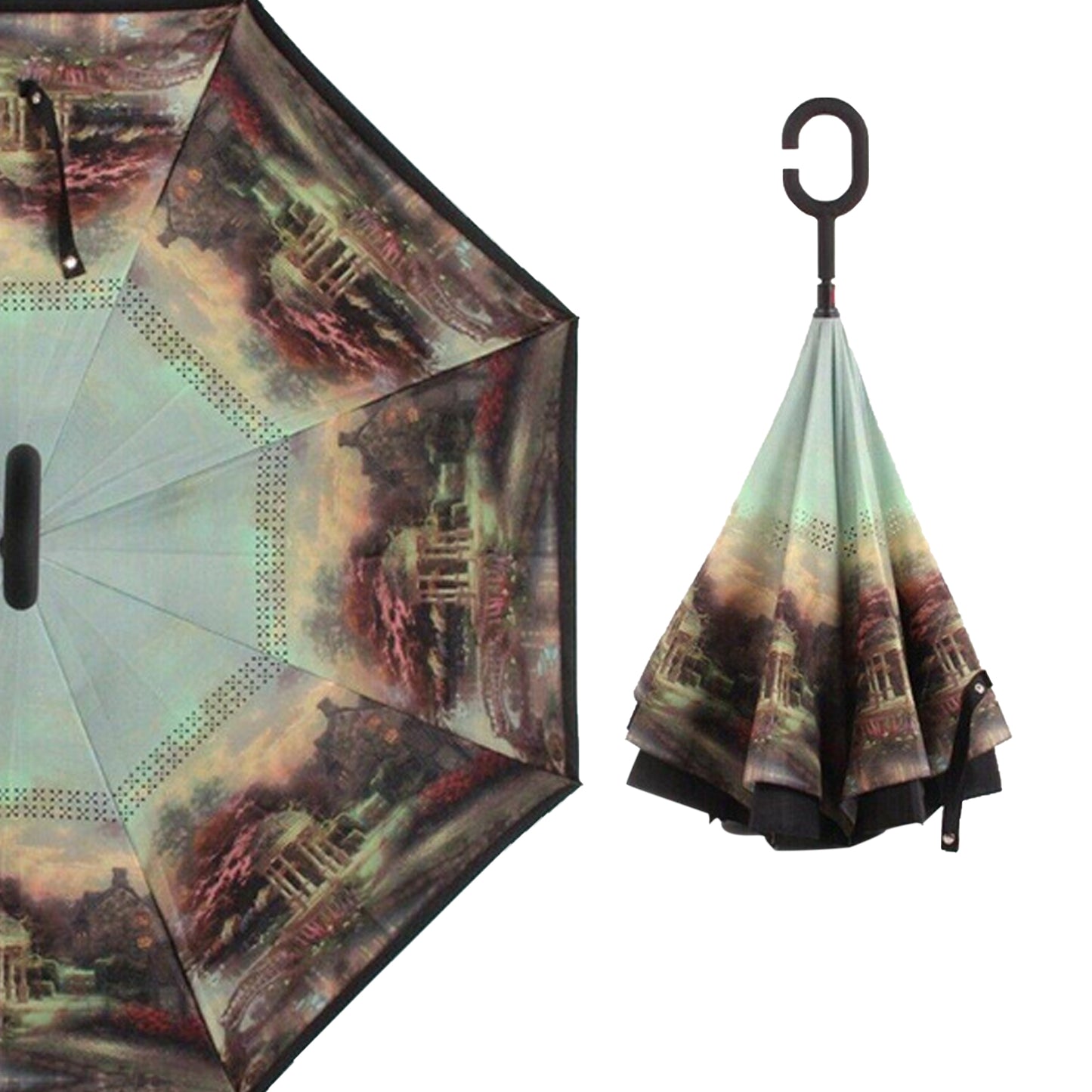 Printed Travel Windproof Reverse Umbrella