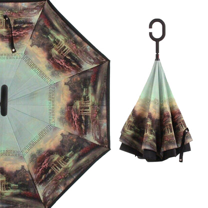 Printed Travel Windproof Reverse Umbrella