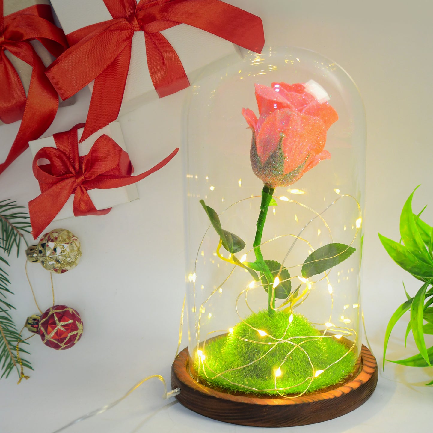 Glass Flower With Led Light Great Gift